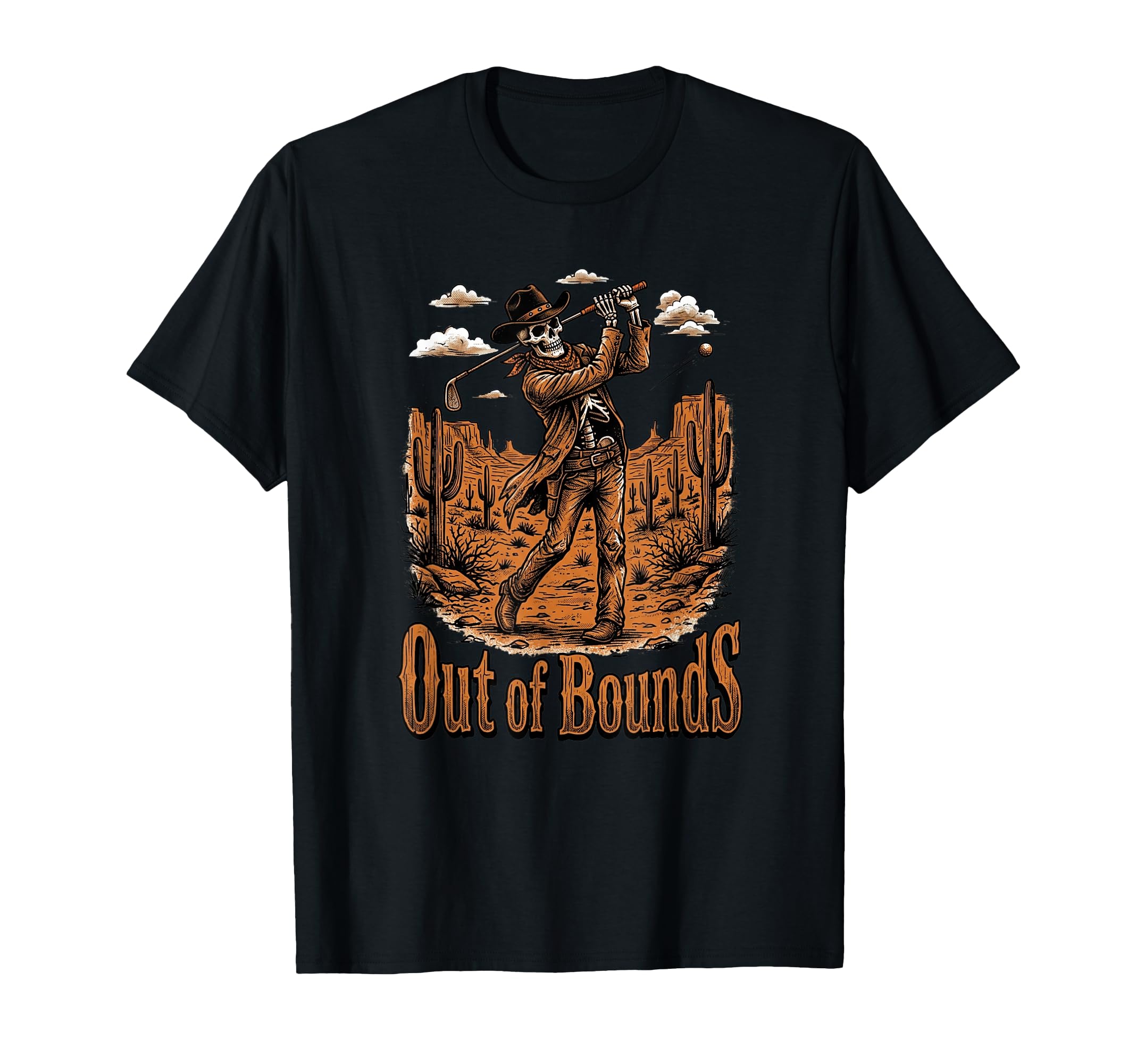Golf Skeleton Cowboy Western Desert T-Shirt - Novelty Apparel Men Women - T-Shirt, Sweatshirt, Hoodie