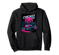 Chicago 1985 Muscle Car Skyline Hoodie - Unique Graphic for Adults - T-Shirt, Sweatshirt, Hoodie
