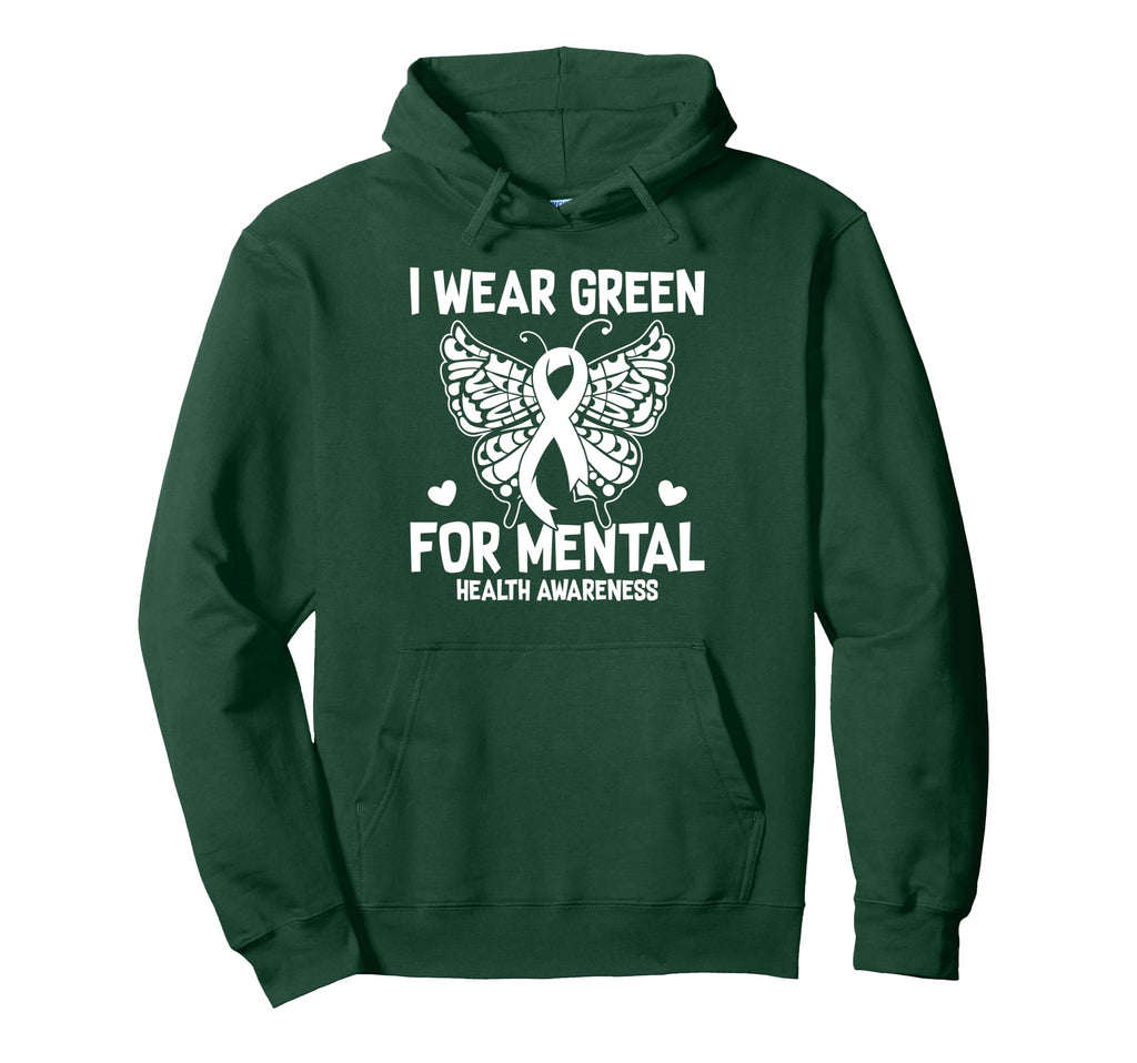 Butterfly I Wear Green Mental Health Hoodie - Unique Graphic Unisex - T-Shirt, Sweatshirt, Hoodie