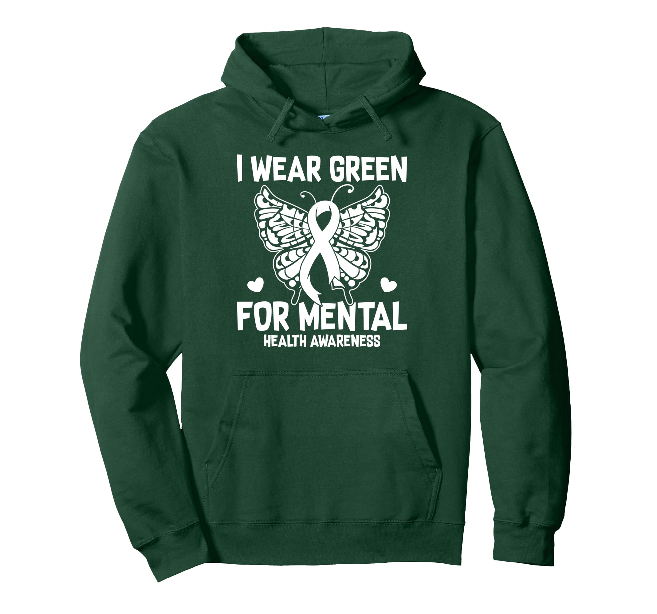 Butterfly I Wear Green Mental Health Hoodie - Unique Graphic Unisex - T-Shirt, Sweatshirt, Hoodie