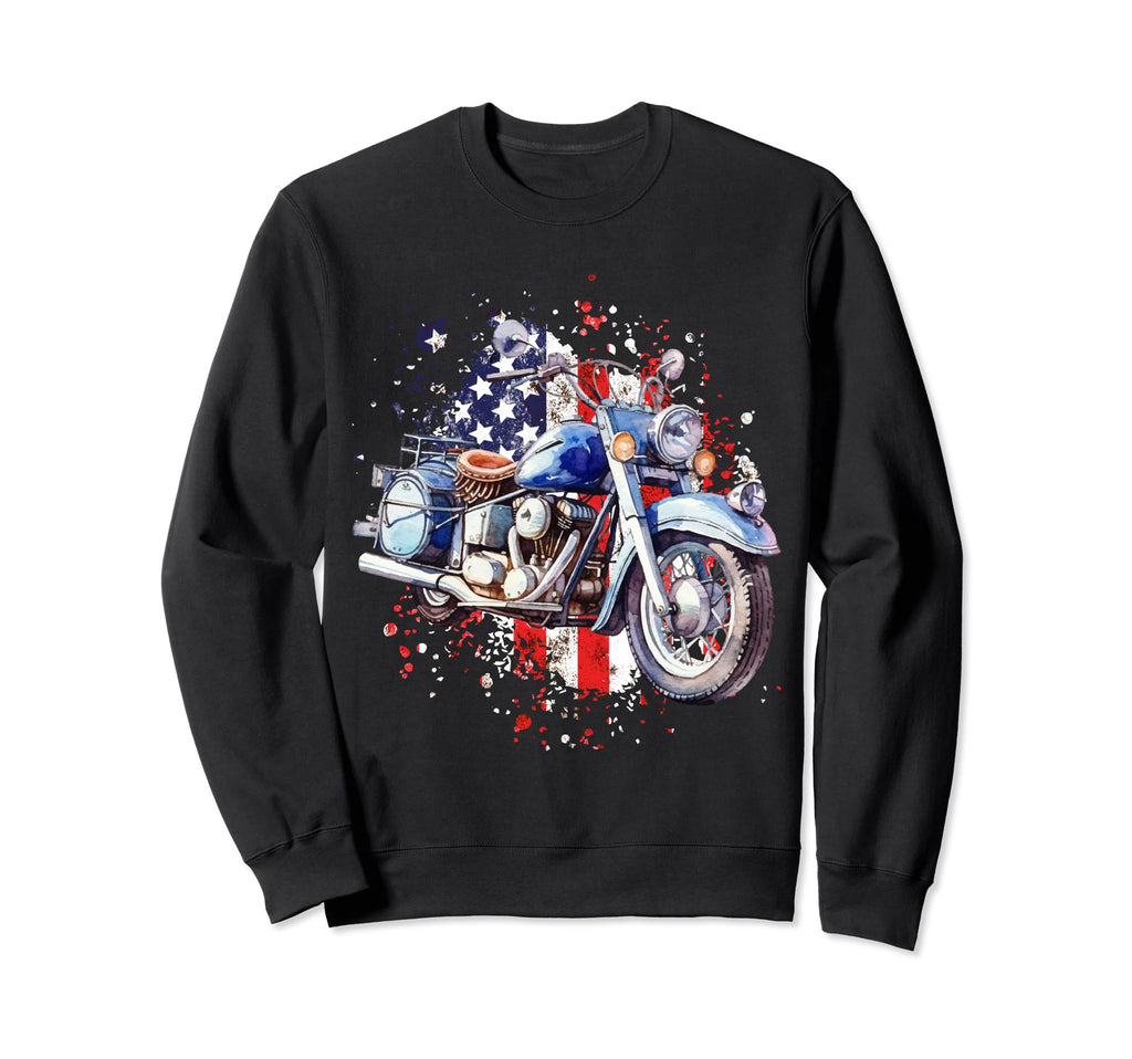 Patriotic Motorcycle American Sweatshirt - Custom Art Print for Adults - T-Shirt, Sweatshirt, Hoodie