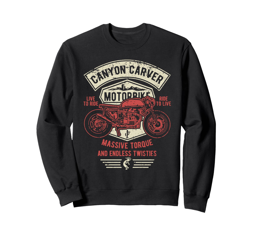 Canyon Carver Motorcycle Distressed Sweatshirt - Novelty Apparel Unisex - T-Shirt, Sweatshirt, Hoodie