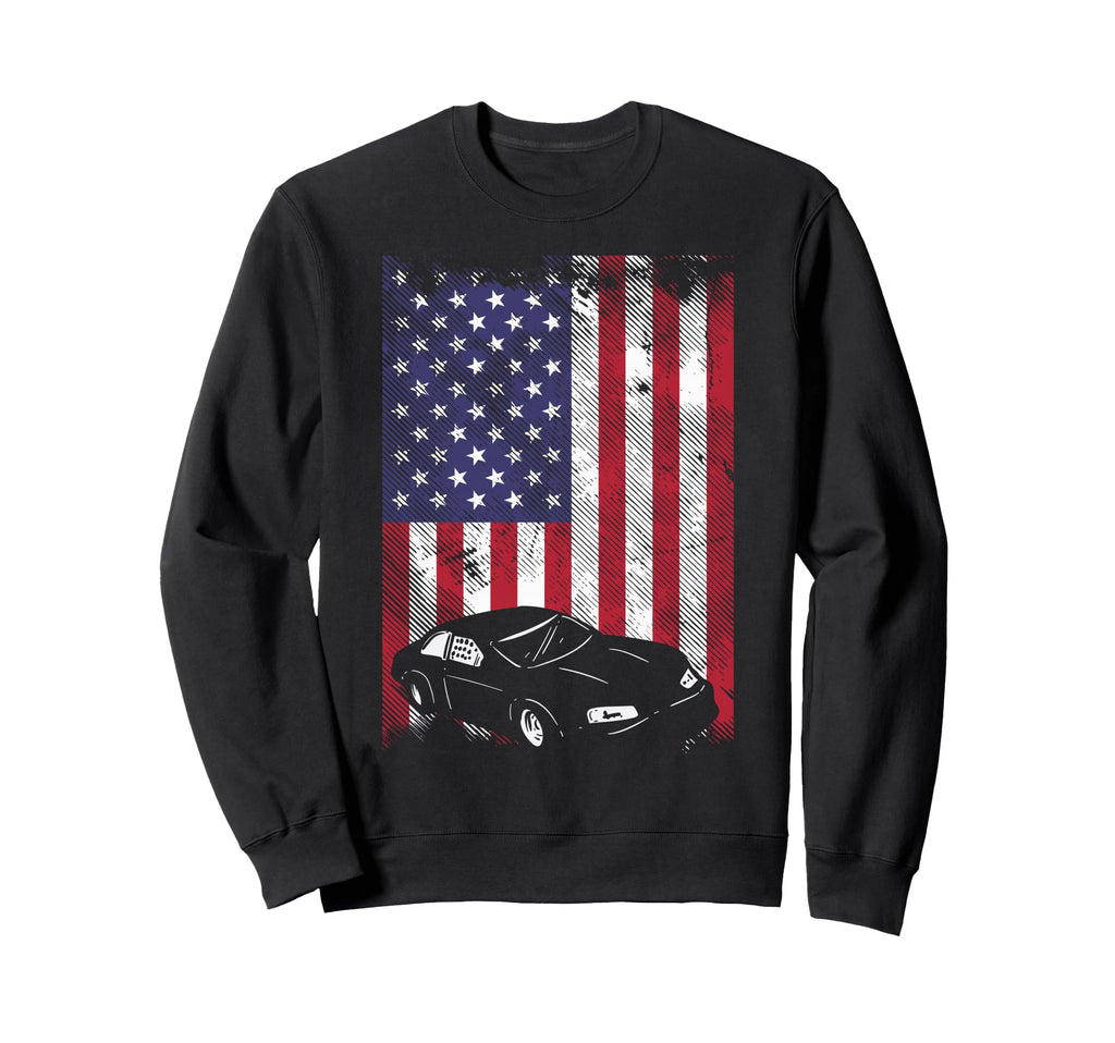 American Flag Racing Car Us Drag Sweatshirt - Minimalist Print for Adults - T-Shirt, Sweatshirt, Hoodie