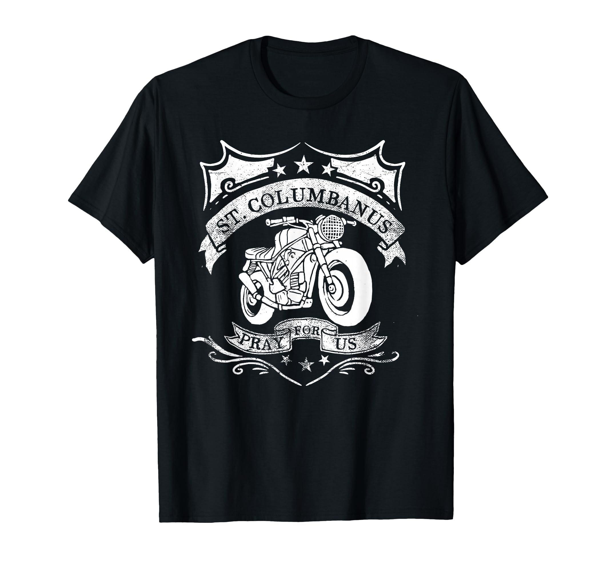 Saint Columbanus Patron Motorcyclists T-Shirt - Minimalist Print Unisex - T-Shirt, Sweatshirt, Hoodie
