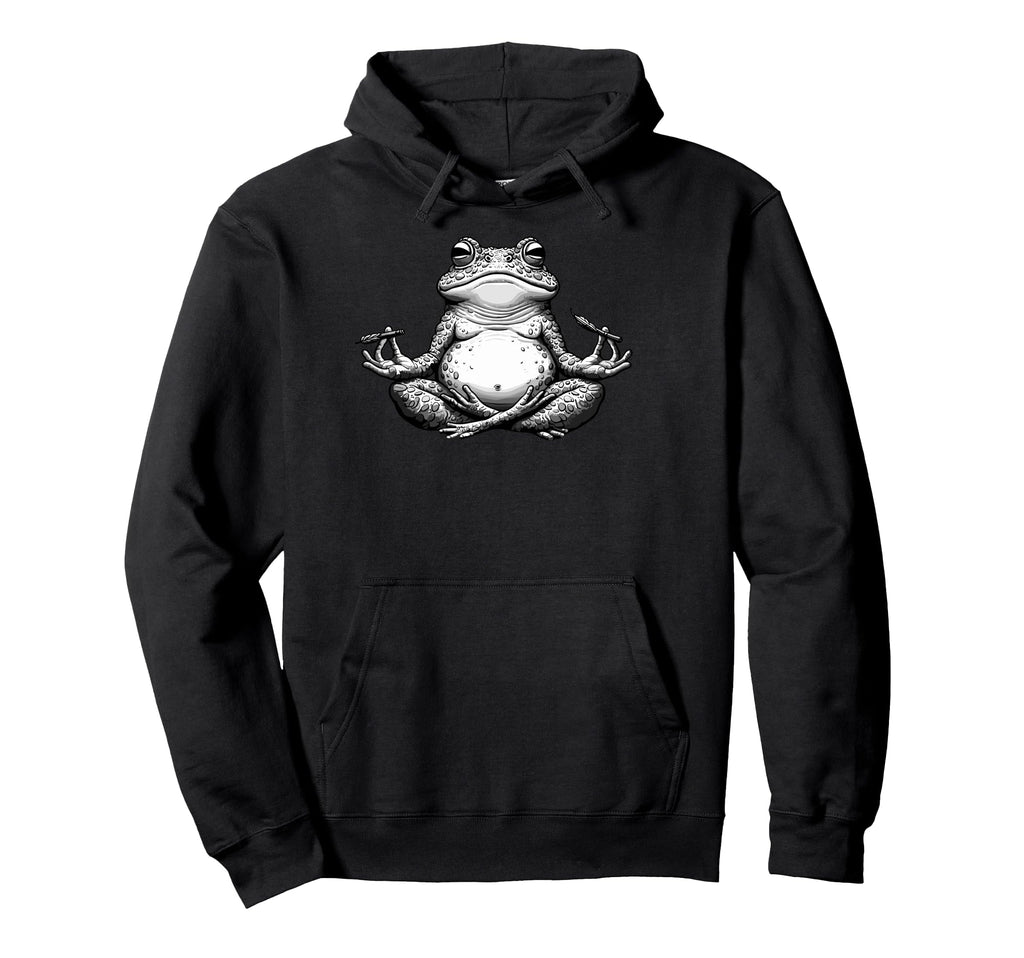 Meditation Frog Toad Yoga Pose Relaxing Hoodie - Unique Graphic for Adults - T-Shirt, Sweatshirt, Hoodie