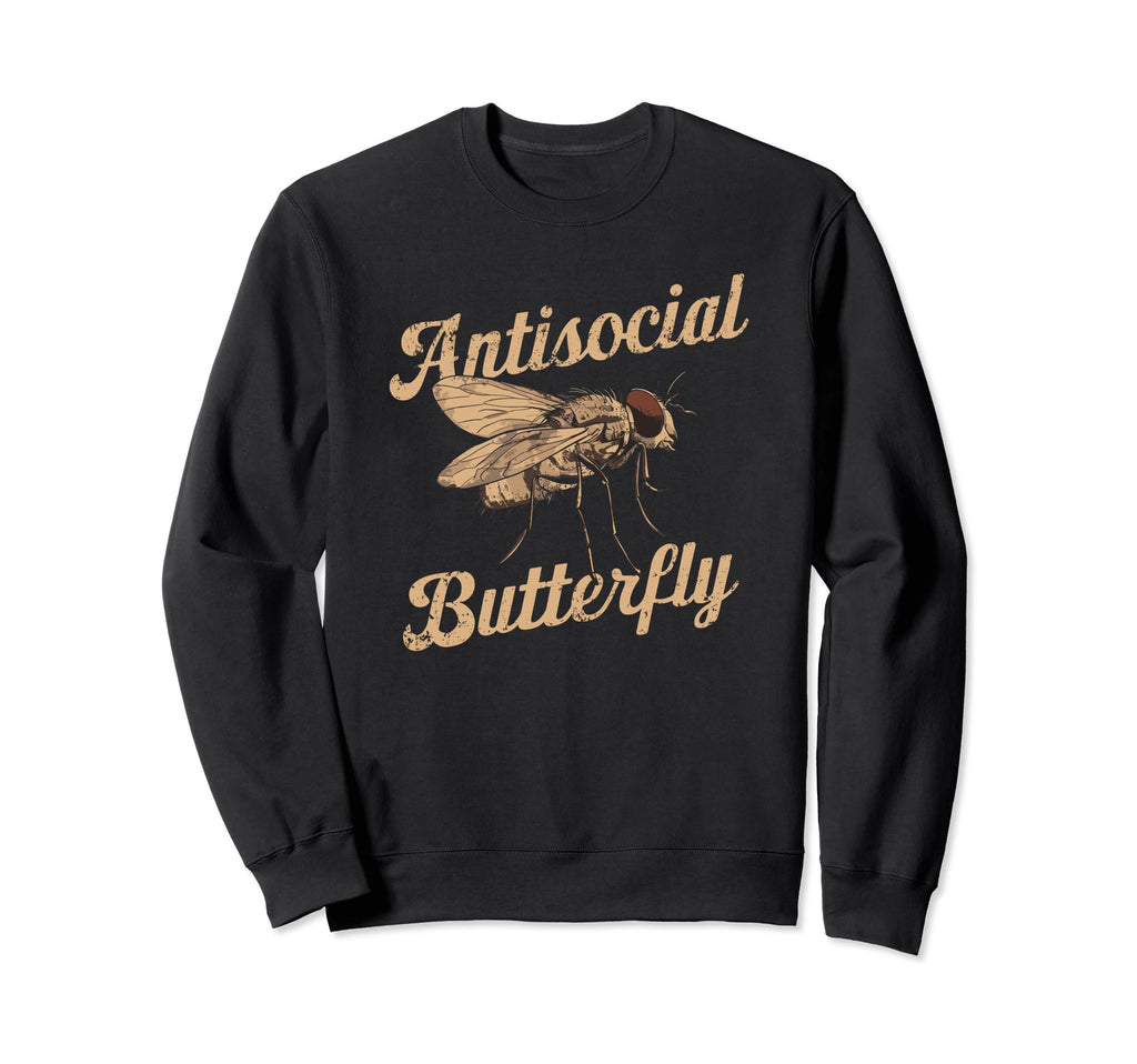 Antisocial Butterfly Housefly Sweatshirt - Trendy Graphic for Adults - T-Shirt, Sweatshirt, Hoodie