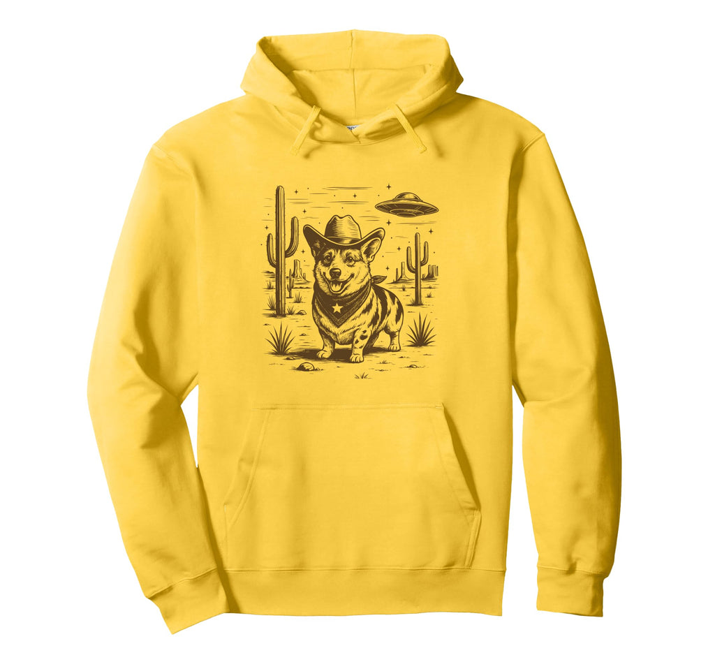 Corgi Dog Western Cowboy Hoodie - Unique Graphic Unisex - T-Shirt, Sweatshirt, Hoodie