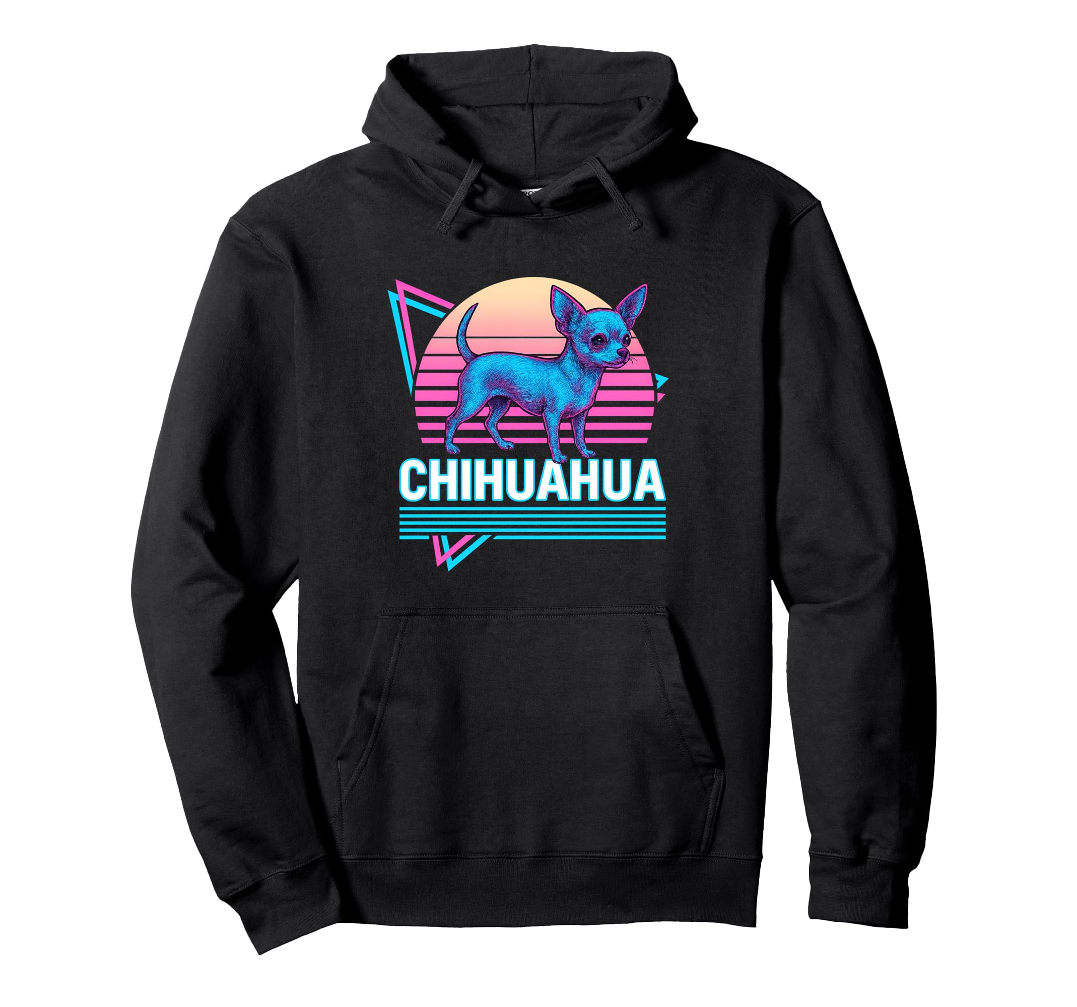 Chihuahua Synthwave Dog Lover Hoodie - Aesthetic Graphic for Adults - T-Shirt, Sweatshirt, Hoodie
