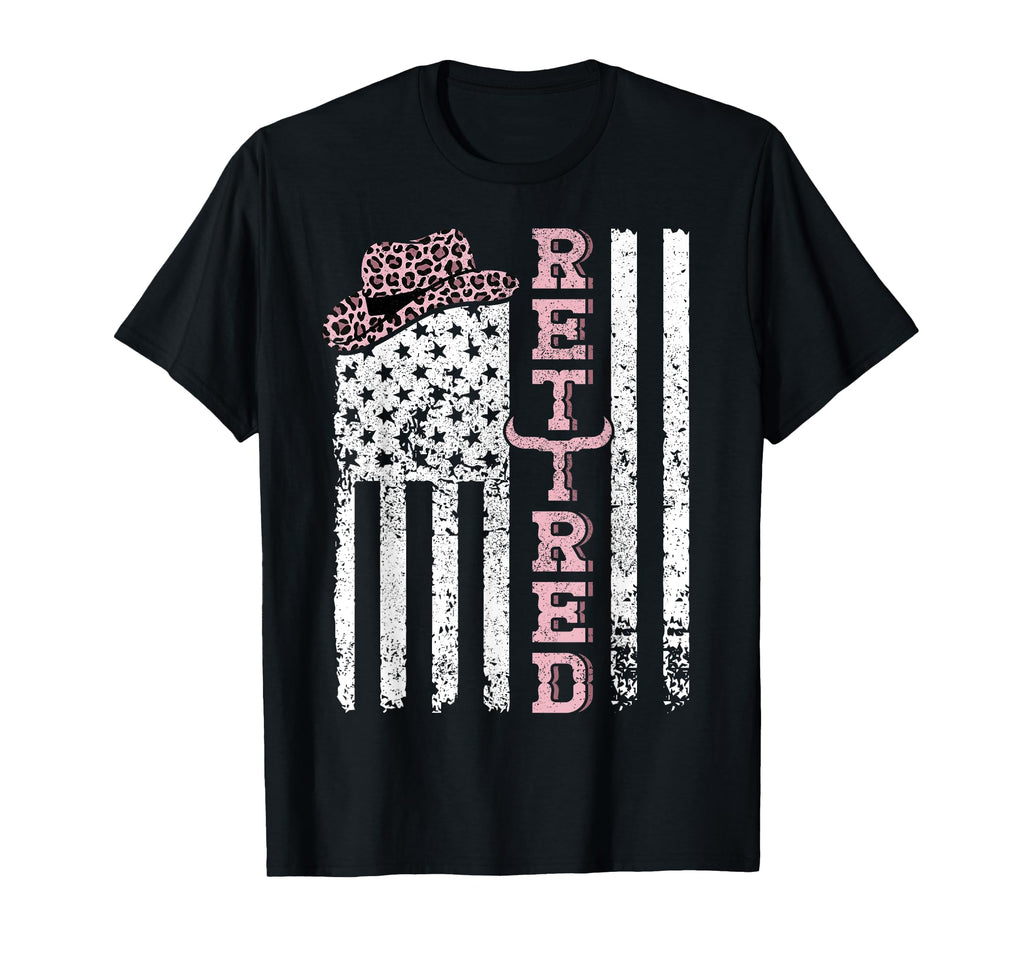 Usa Flag Western Happy Retirement T-Shirt - Novelty Apparel Men Women - T-Shirt, Sweatshirt, Hoodie