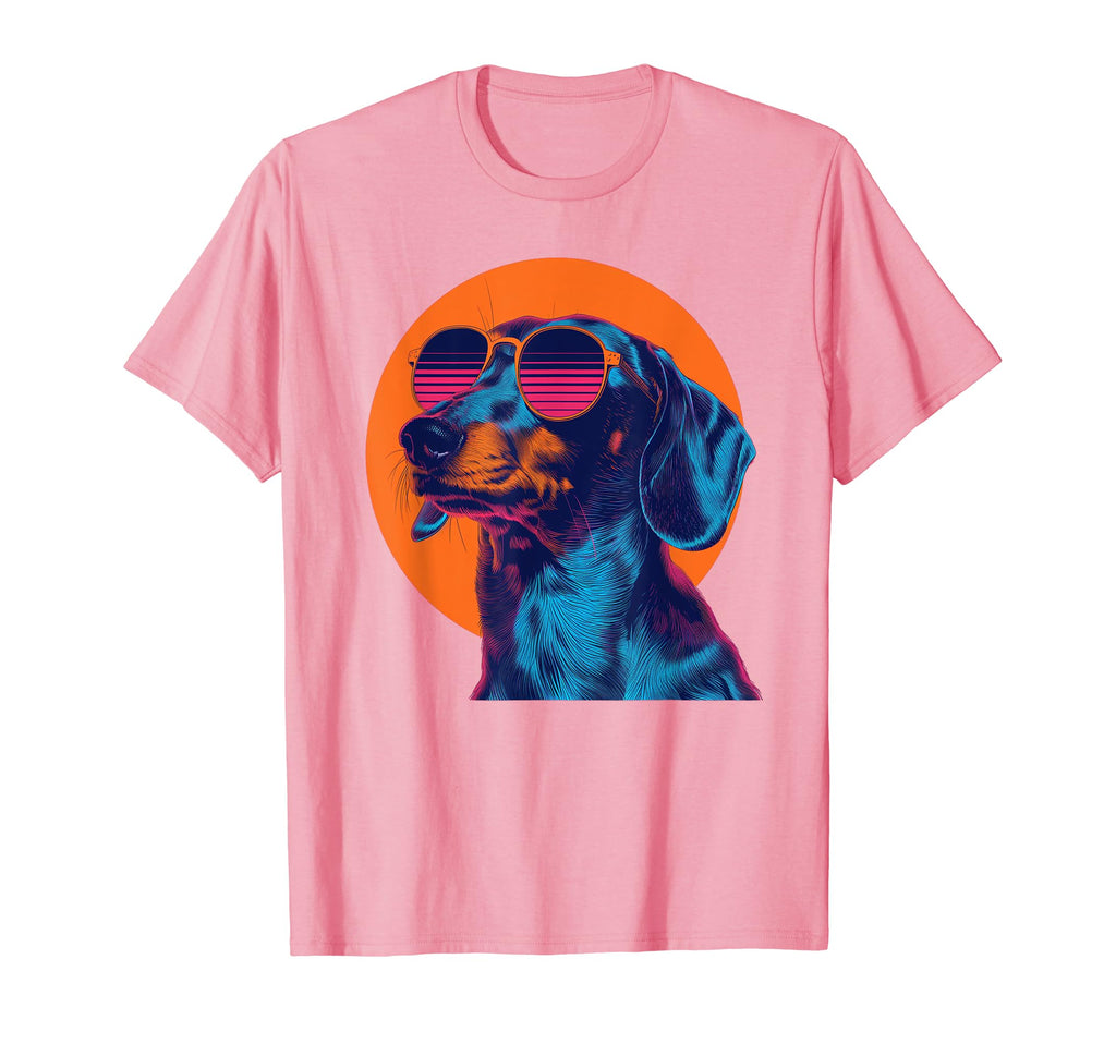 Dachshund Dog Vaporwave Synthwave 70S T-Shirt - Novelty Apparel Men Women - T-Shirt, Sweatshirt, Hoodie