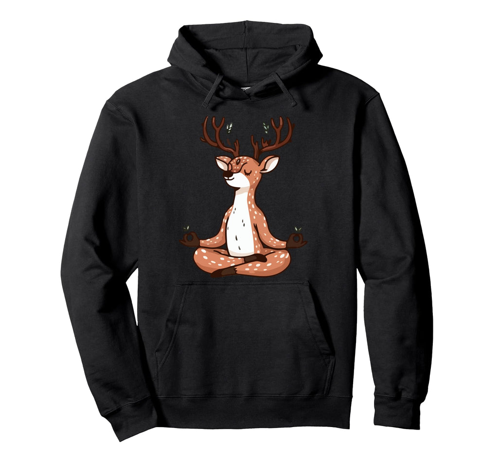 Meditation Deer Yoga Pose Relaxing Animal Hoodie - Streetwear Style Unisex - T-Shirt, Sweatshirt, Hoodie