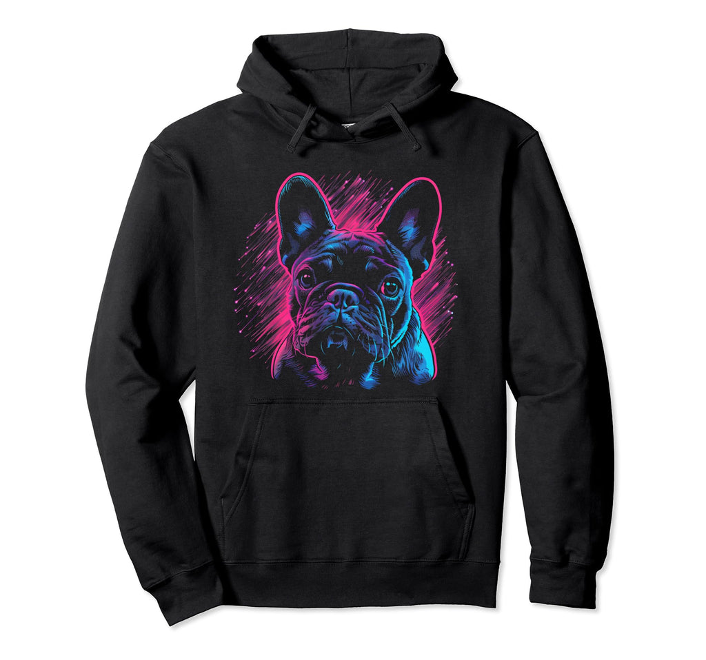 French Bulldog Dog Vaporwave Retrowave Hoodie - Novelty Apparel Men Women - T-Shirt, Sweatshirt, Hoodie