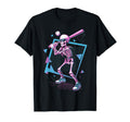 80S Skeleton Baseball Synthwave Batter T-Shirt - Custom Art Print Men Women - T-Shirt, Sweatshirt, Hoodie