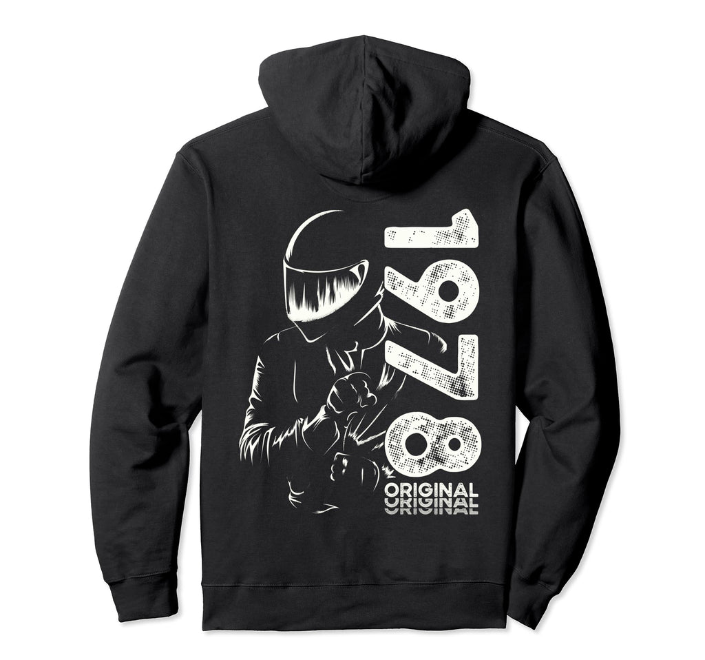 46Th Birthday Motorcycle Motorcyclist Hoodie - Fun Novelty Design Unisex - T-Shirt, Sweatshirt, Hoodie