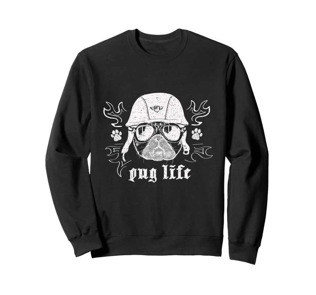 Funny Biker Motorcycle Pug Dog Sweatshirt - Novelty Apparel Men Women - T-Shirt, Sweatshirt, Hoodie