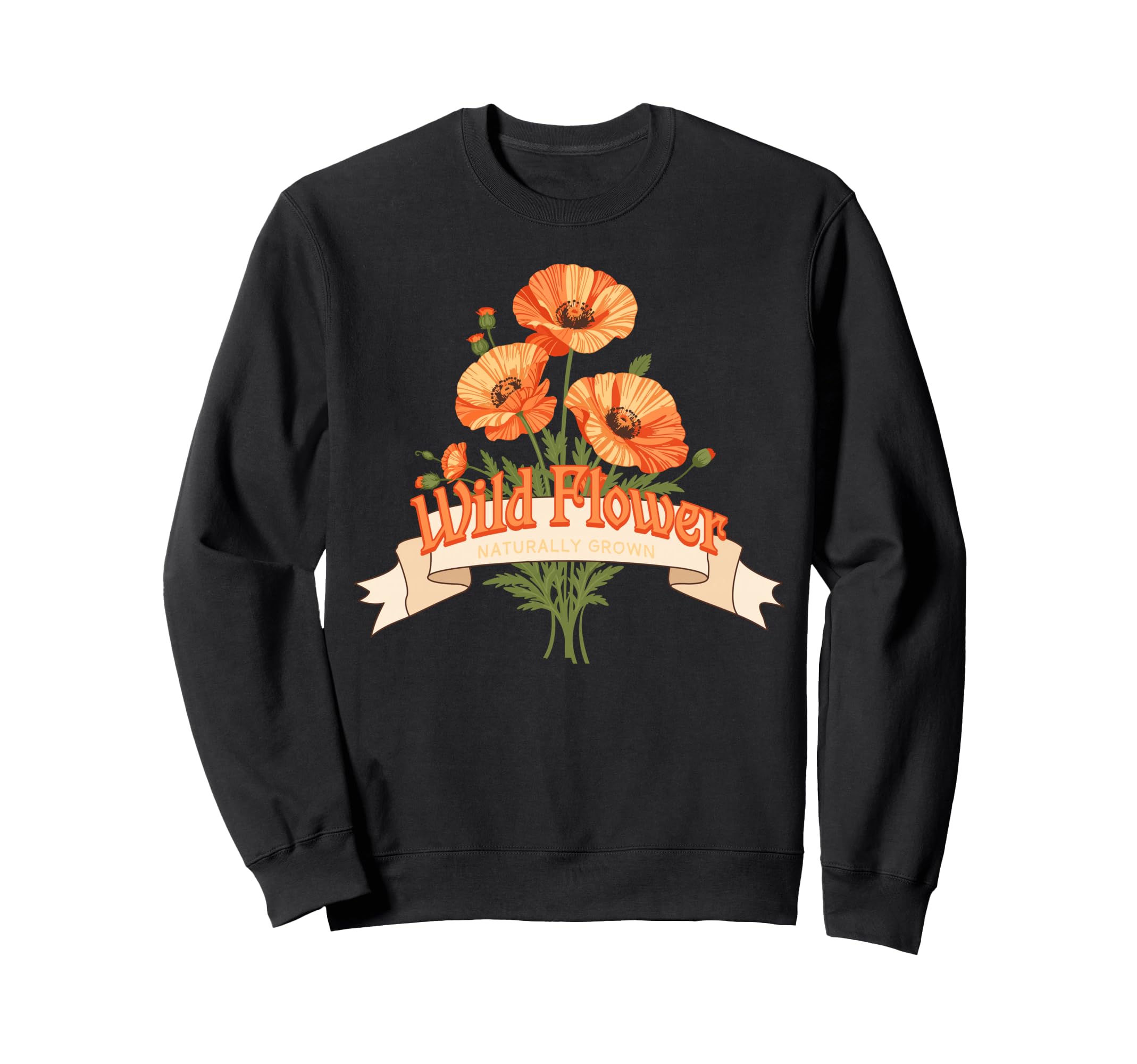 Wildflower Bouquet Orange Poppy Sweatshirt - Casual Everyday Wear Unisex - T-Shirt, Sweatshirt, Hoodie