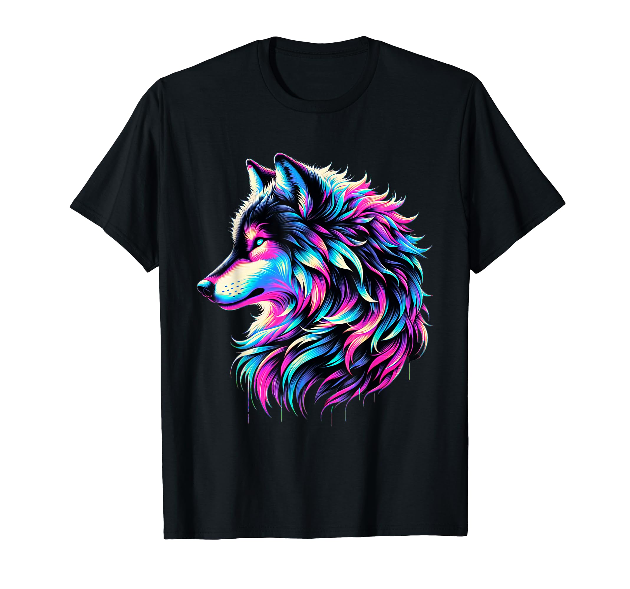 Wolf Vaporwave Aesthetic 80S 90S T-Shirt - Fun Novelty Design Men Women - T-Shirt, Sweatshirt, Hoodie