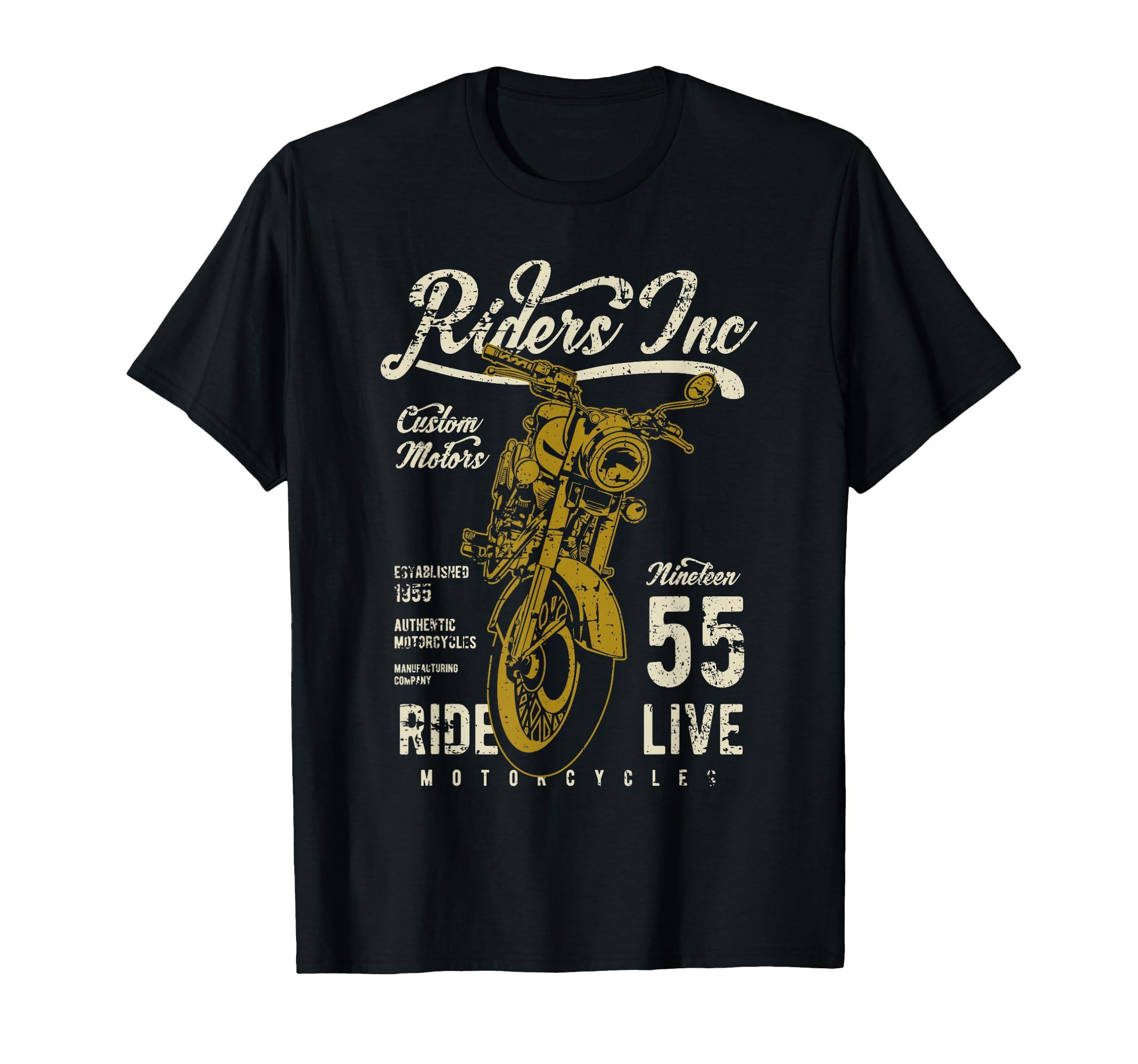 Riders Inc 1955 Motorcycle Distressed T-Shirt - Minimalist Print Unisex - T-Shirt, Sweatshirt, Hoodie