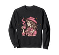 Cowgirl Drinking Coffee Art Sweatshirt - Casual Everyday Wear Men Women - T-Shirt, Sweatshirt, Hoodie