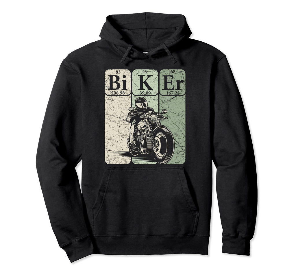 Biker Periodic Table Elements Motorcycle Hoodie - Unique Graphic Unisex - T-Shirt, Sweatshirt, Hoodie