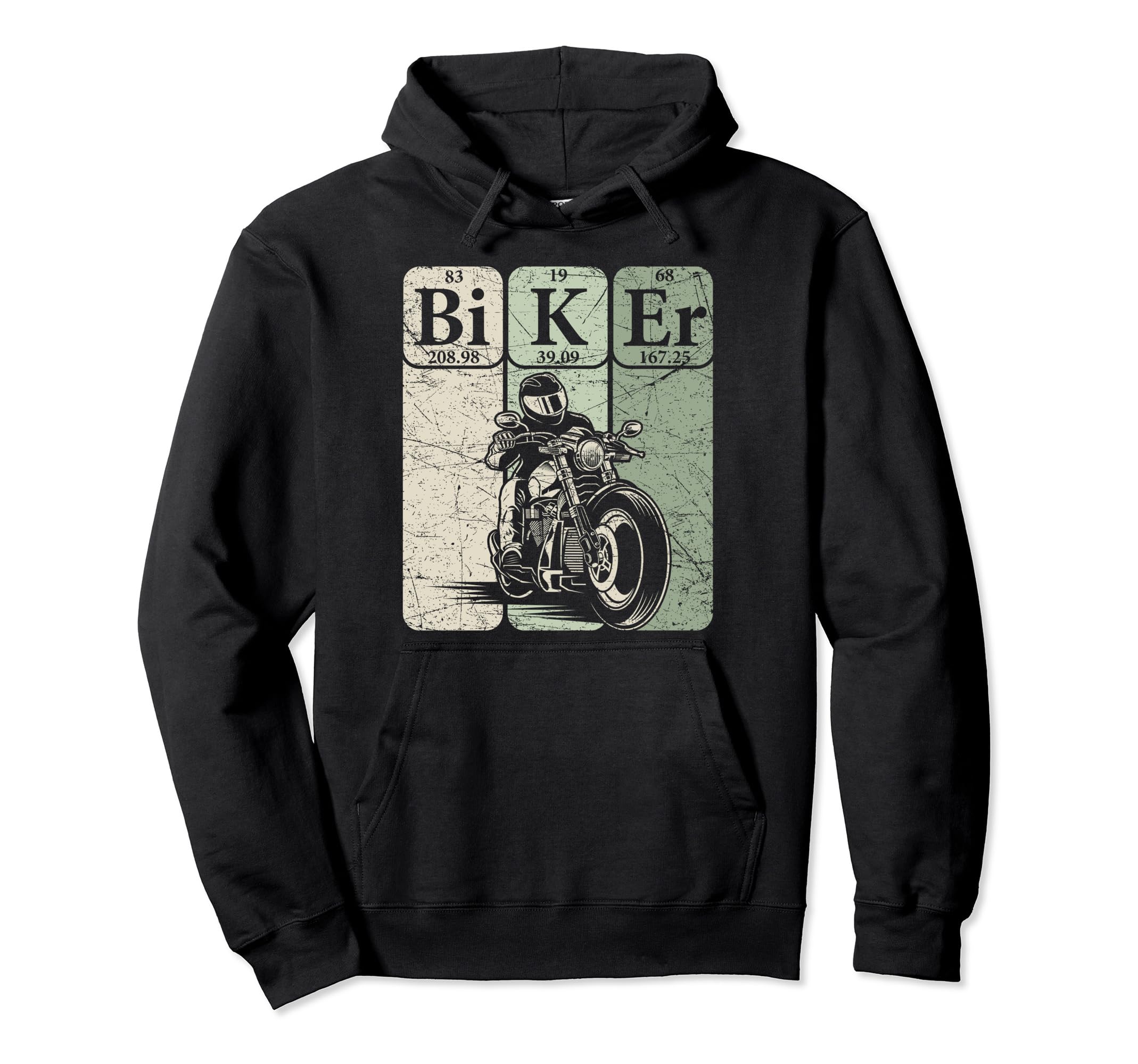 Biker Periodic Table Elements Motorcycle Hoodie - Unique Graphic Unisex - T-Shirt, Sweatshirt, Hoodie
