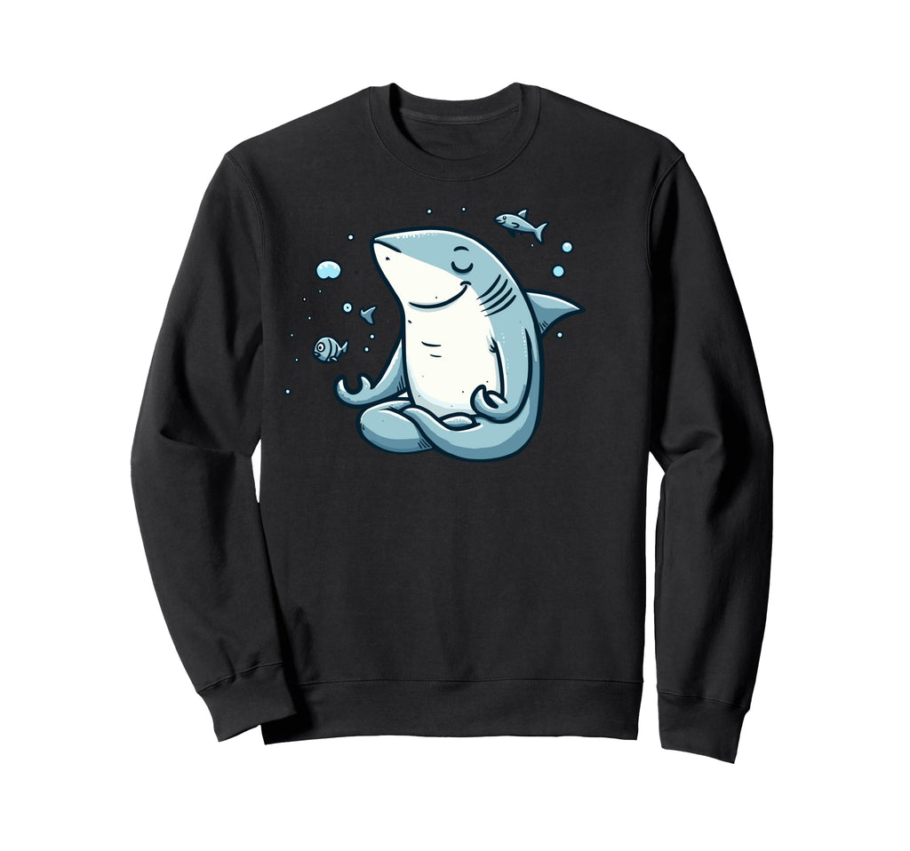 Meditation Shark Yoga Pose Relaxing Sweatshirt - Trendy Graphic Unisex - T-Shirt, Sweatshirt, Hoodie