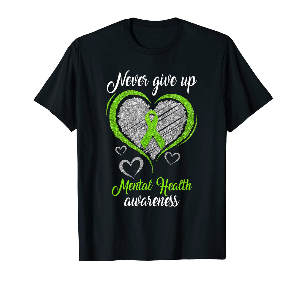 Heart Green Ribbon Mental Health Matters T-Shirt - Trendy Graphic Unisex - T-Shirt, Sweatshirt, Hoodie