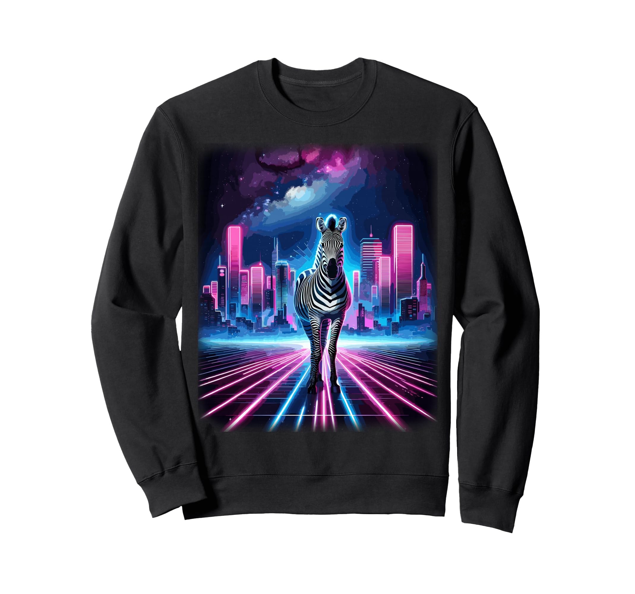 Synthwave Aesthetic Zebra Lover Stuff Sweatshirt - Graphic Print Unisex - T-Shirt, Sweatshirt, Hoodie