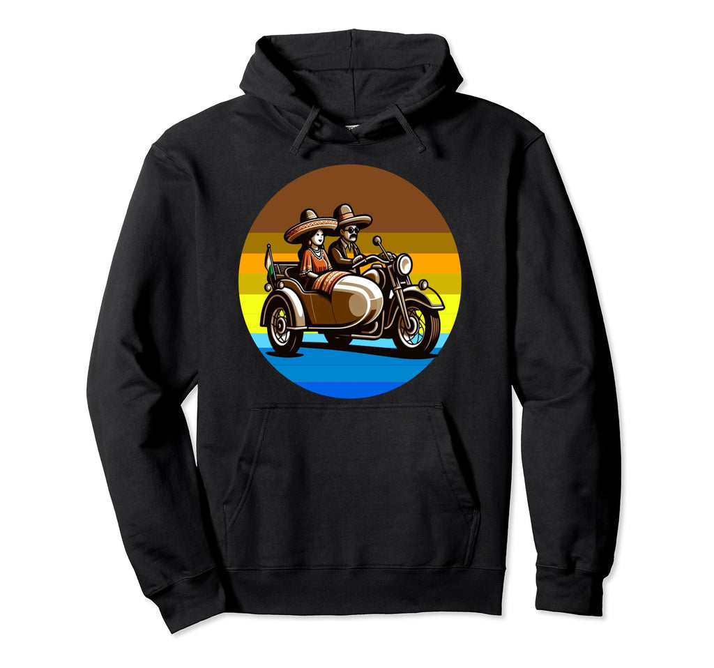 Motorcycle Carrying Couple To Cinco De Hoodie - Trendy Graphic Men Women - T-Shirt, Sweatshirt, Hoodie
