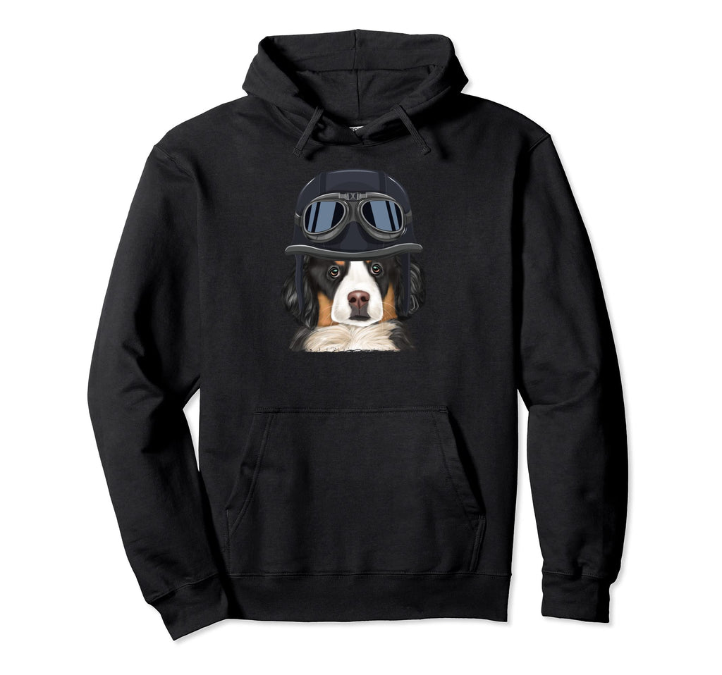 Funny Motorcycle Helmet Bernese Hoodie - Casual Everyday Wear Unisex - T-Shirt, Sweatshirt, Hoodie