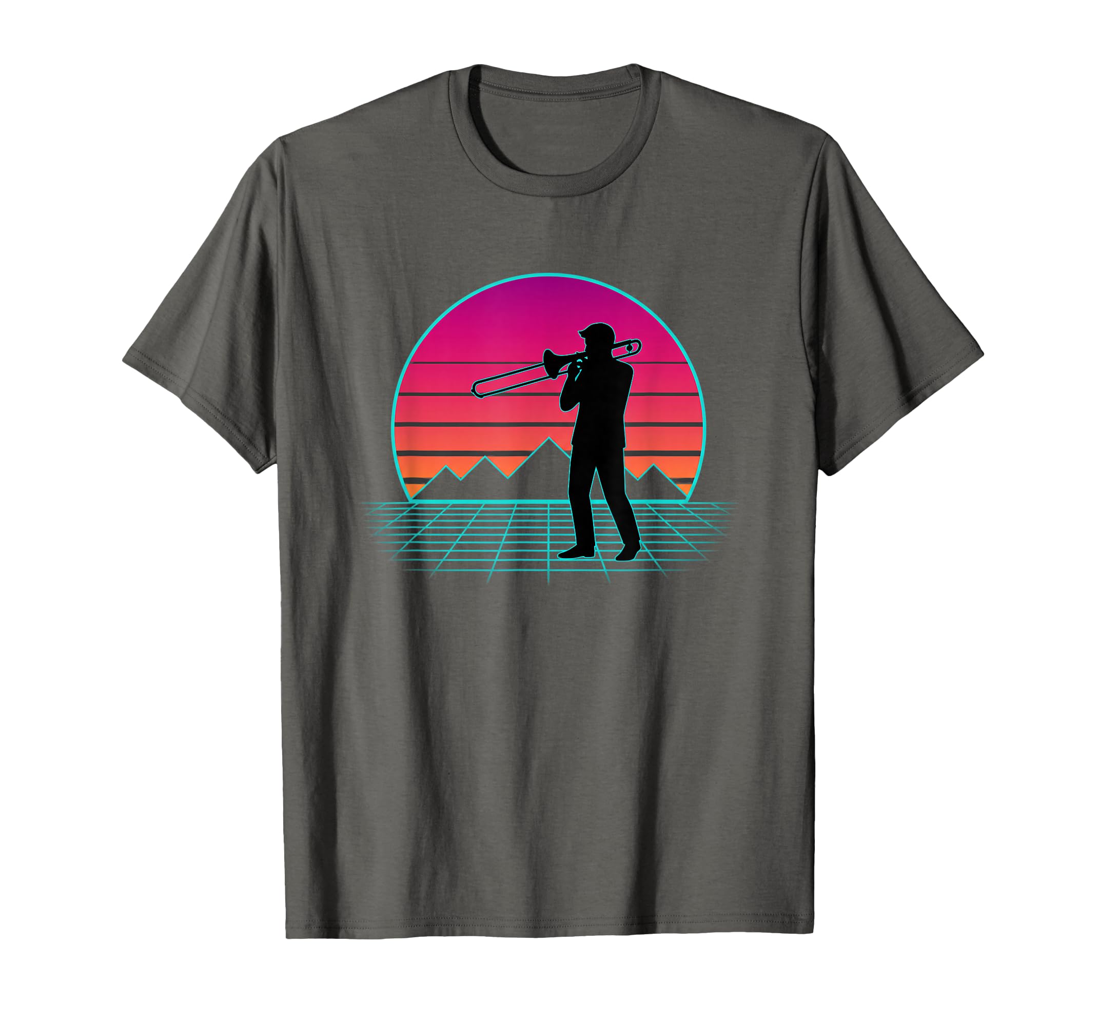 Trombone Jazz Player Sunset Synthwave T-Shirt - Minimalist Print Men Women - T-Shirt, Sweatshirt, Hoodie