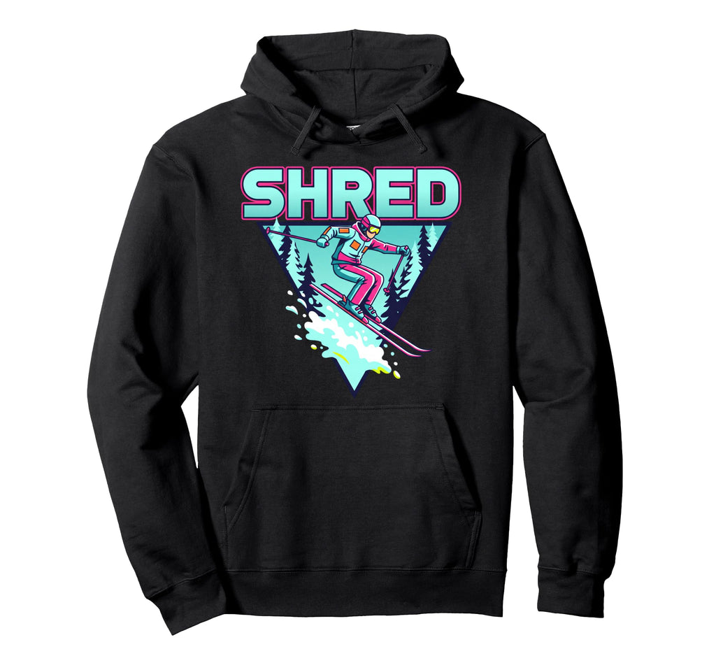 Shred Skiing 80S Synthwave Hoodie - Aesthetic Graphic Men Women - T-Shirt, Sweatshirt, Hoodie