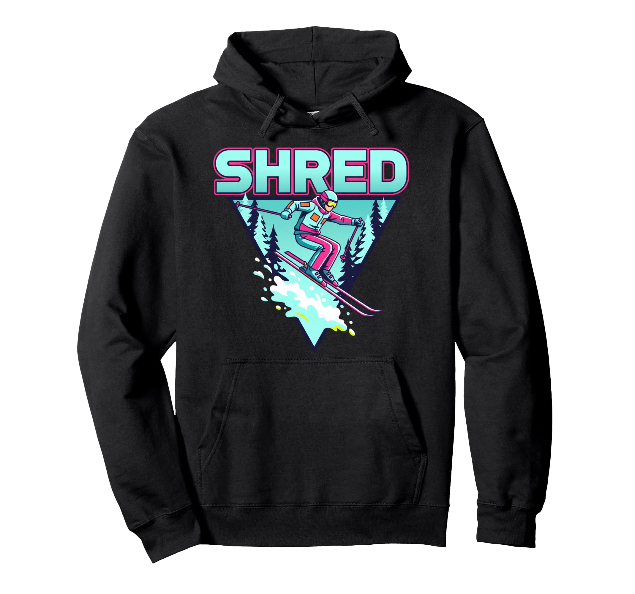 Shred Skiing 80S Synthwave Hoodie - Aesthetic Graphic Men Women - T-Shirt, Sweatshirt, Hoodie