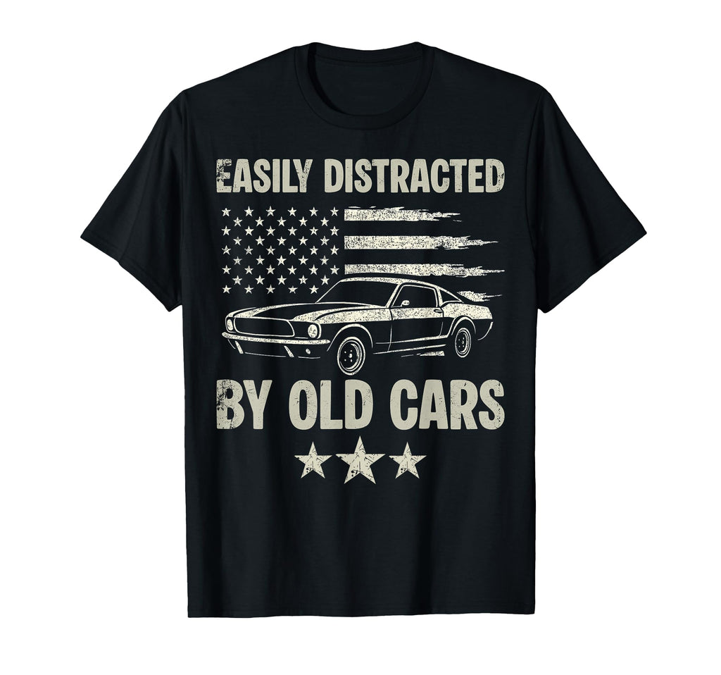 Easily Distracted Old Cars Mechanic T-Shirt - Custom Art Print for Adults - T-Shirt, Sweatshirt, Hoodie