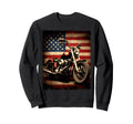 Motorcycle Usa Flag Biker Sweatshirt - Aesthetic Graphic for Adults - T-Shirt, Sweatshirt, Hoodie