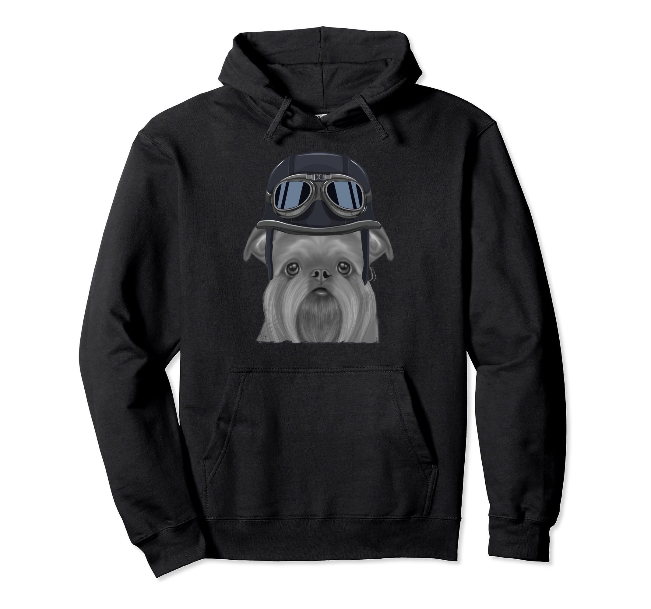 Brussels Griffon Wearing Motorcycle Hoodie - Trendy Graphic Men Women - T-Shirt, Sweatshirt, Hoodie