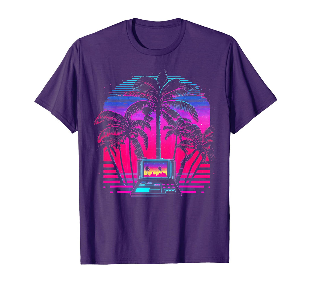 Palm Tree Vaporwave Retrowave Aesthetic T-Shirt - Custom Art Print Unisex - T-Shirt, Sweatshirt, Hoodie