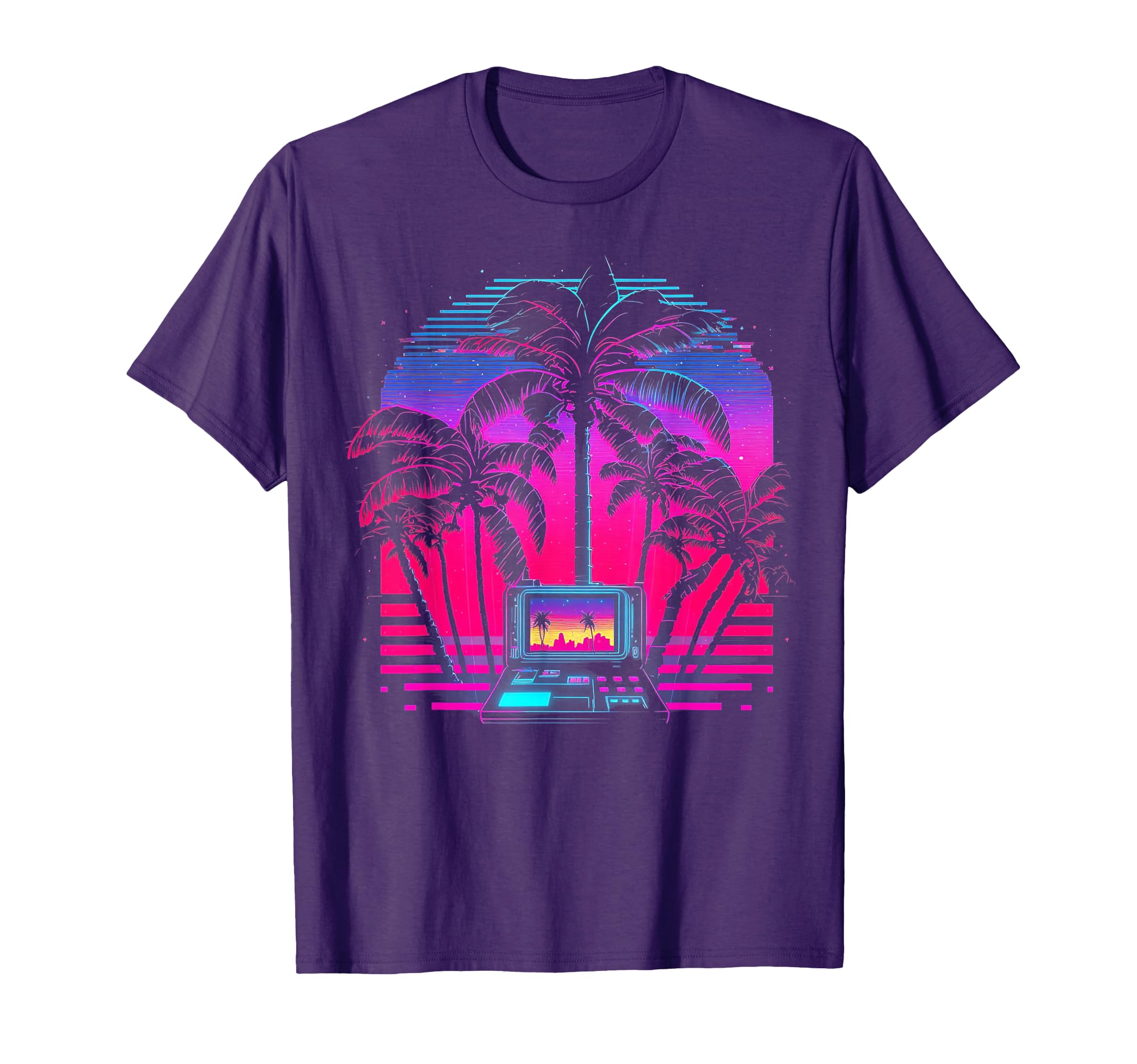 Palm Tree Vaporwave Retrowave Aesthetic T-Shirt - Custom Art Print Unisex - T-Shirt, Sweatshirt, Hoodie