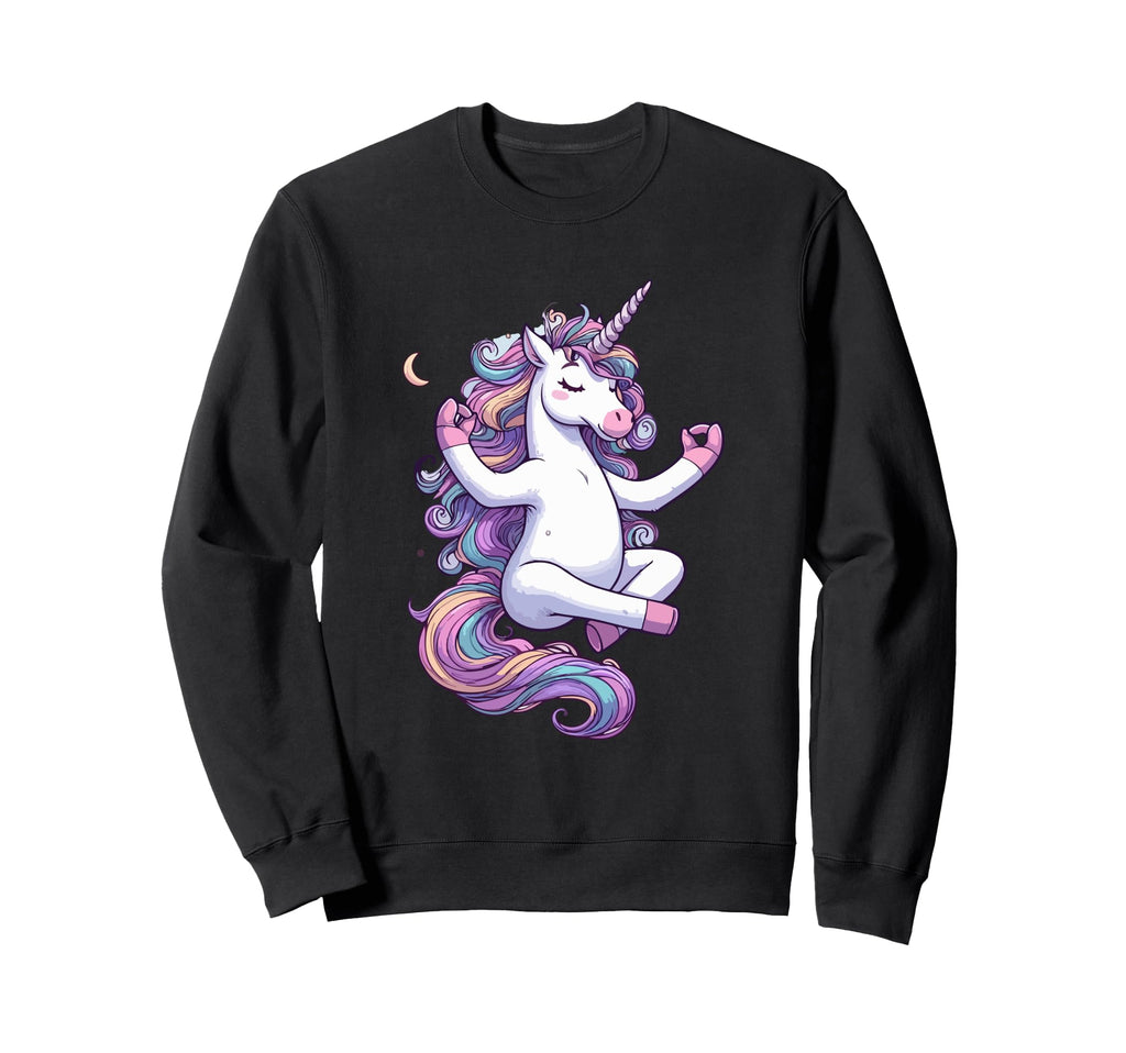 Meditation Unicorn Yoga Pose Sweatshirt - Trendy Graphic Men Women - T-Shirt, Sweatshirt, Hoodie