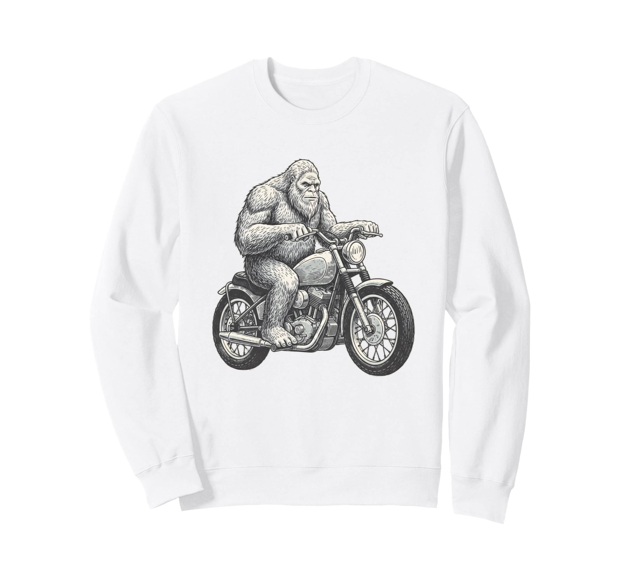 Sasquatch Riding Motorcycle Biker Sweatshirt - Trendy Graphic Unisex - T-Shirt, Sweatshirt, Hoodie