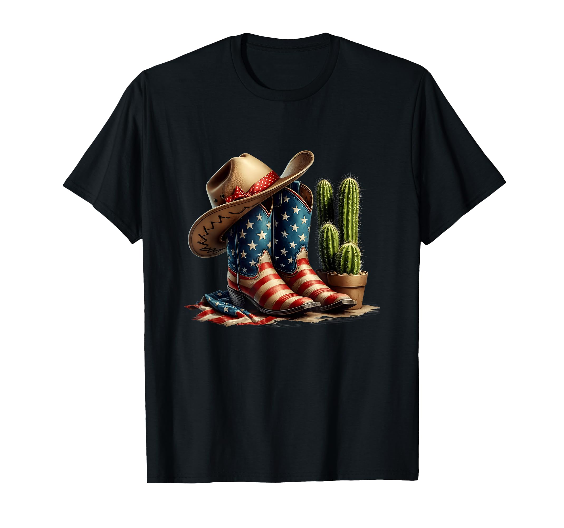 Western Cowboy Boots Cowgirl American T-Shirt - Custom Art Print Unisex - T-Shirt, Sweatshirt, Hoodie