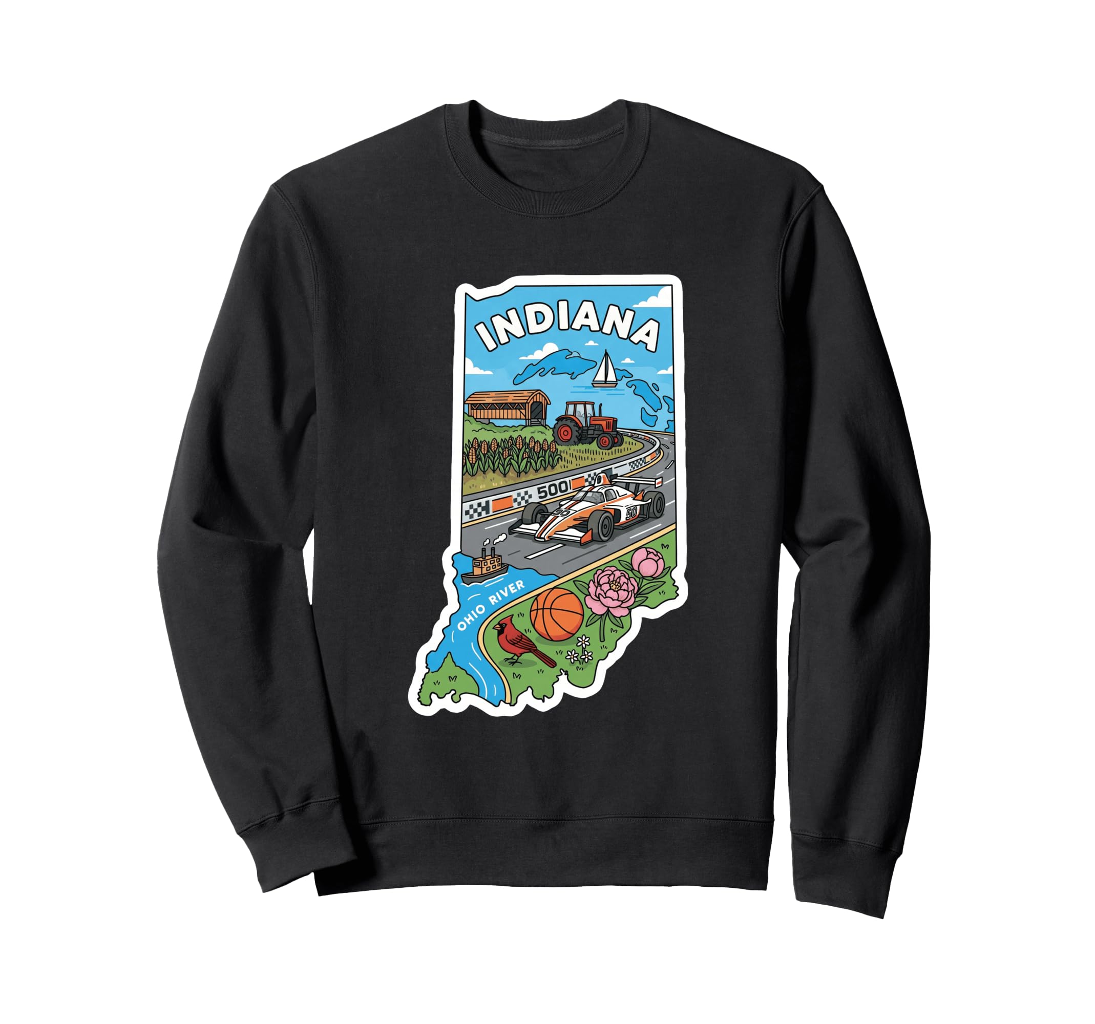 Indiana Pride Race Car Lover Sweatshirt - Novelty Apparel for Adults - T-Shirt, Sweatshirt, Hoodie