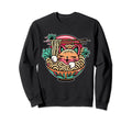 Kawaii Anime Cat Eating Ramen 80S Sweatshirt - Minimalist Print Unisex - T-Shirt, Sweatshirt, Hoodie