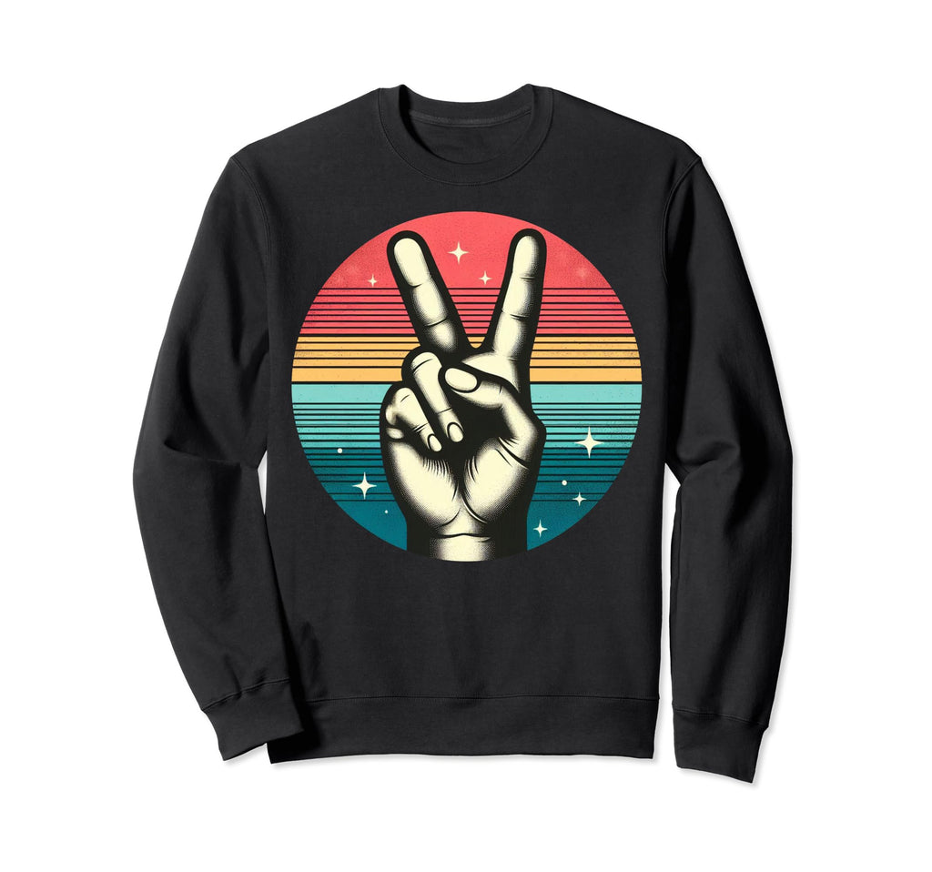 Peace Sign V Fingers 60S 70S 80S Sweatshirt - Fun Novelty Design Unisex - T-Shirt, Sweatshirt, Hoodie