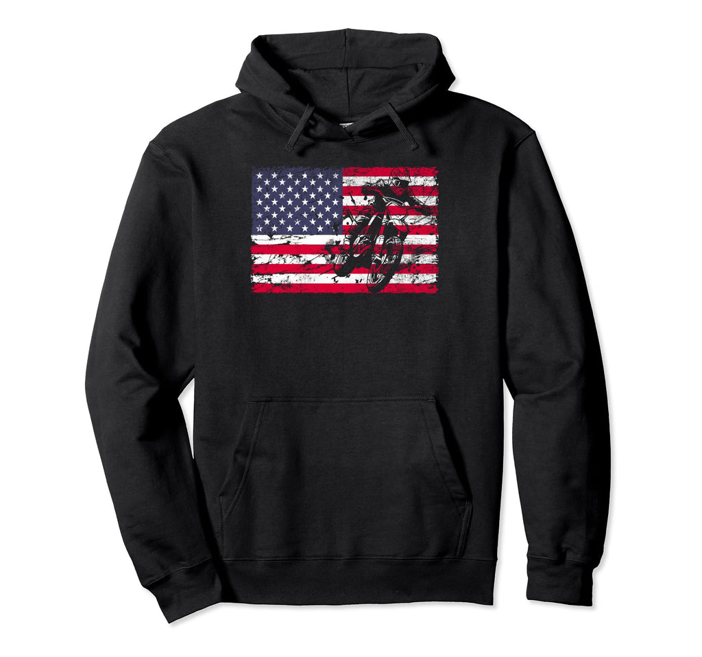 Motorcyclist Usa American Flag Hoodie - Casual Everyday Wear Unisex - T-Shirt, Sweatshirt, Hoodie