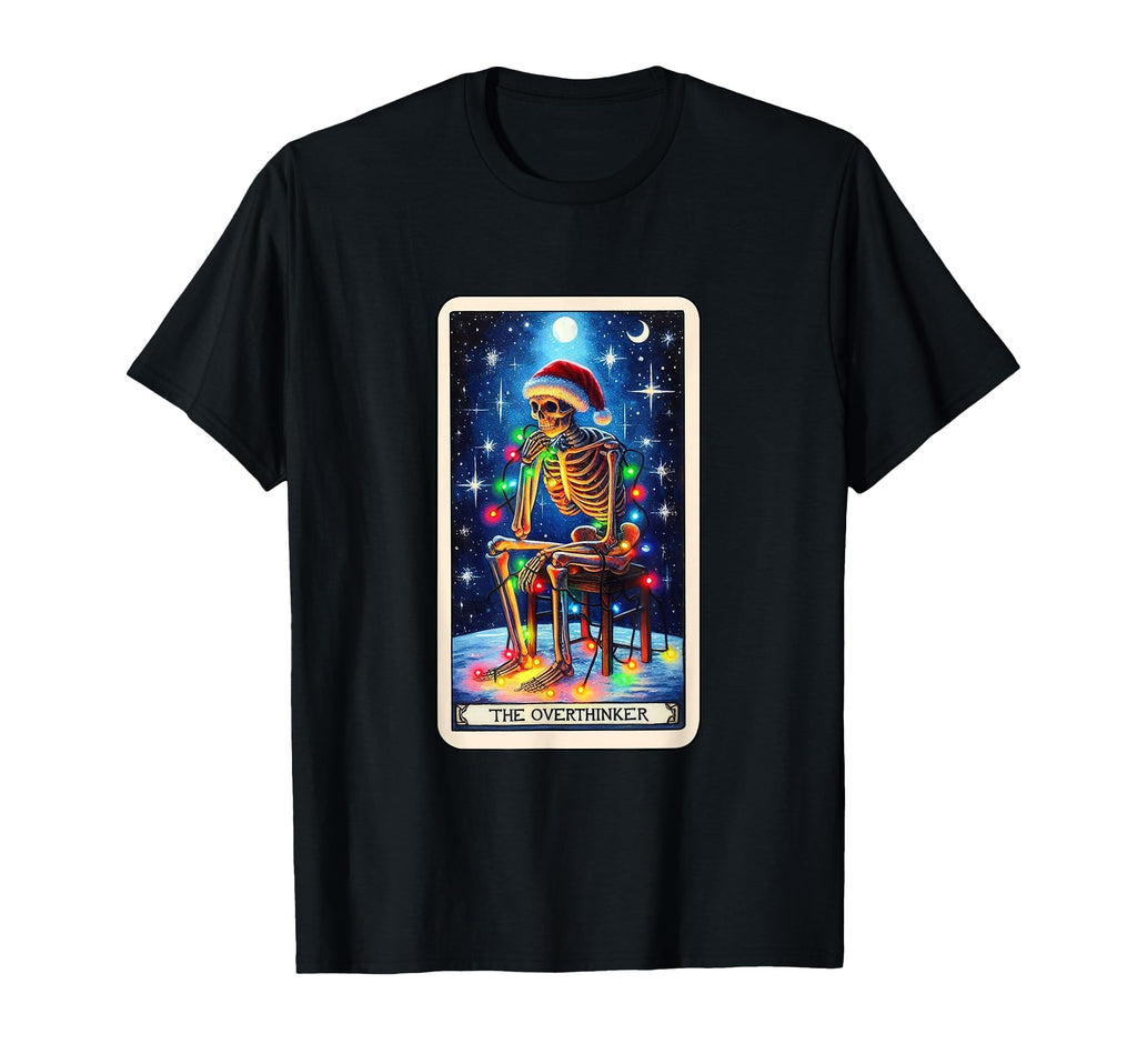 Overthinker Tarot Card Skeleton Skull T-Shirt - Novelty Apparel for Adults - T-Shirt, Sweatshirt, Hoodie
