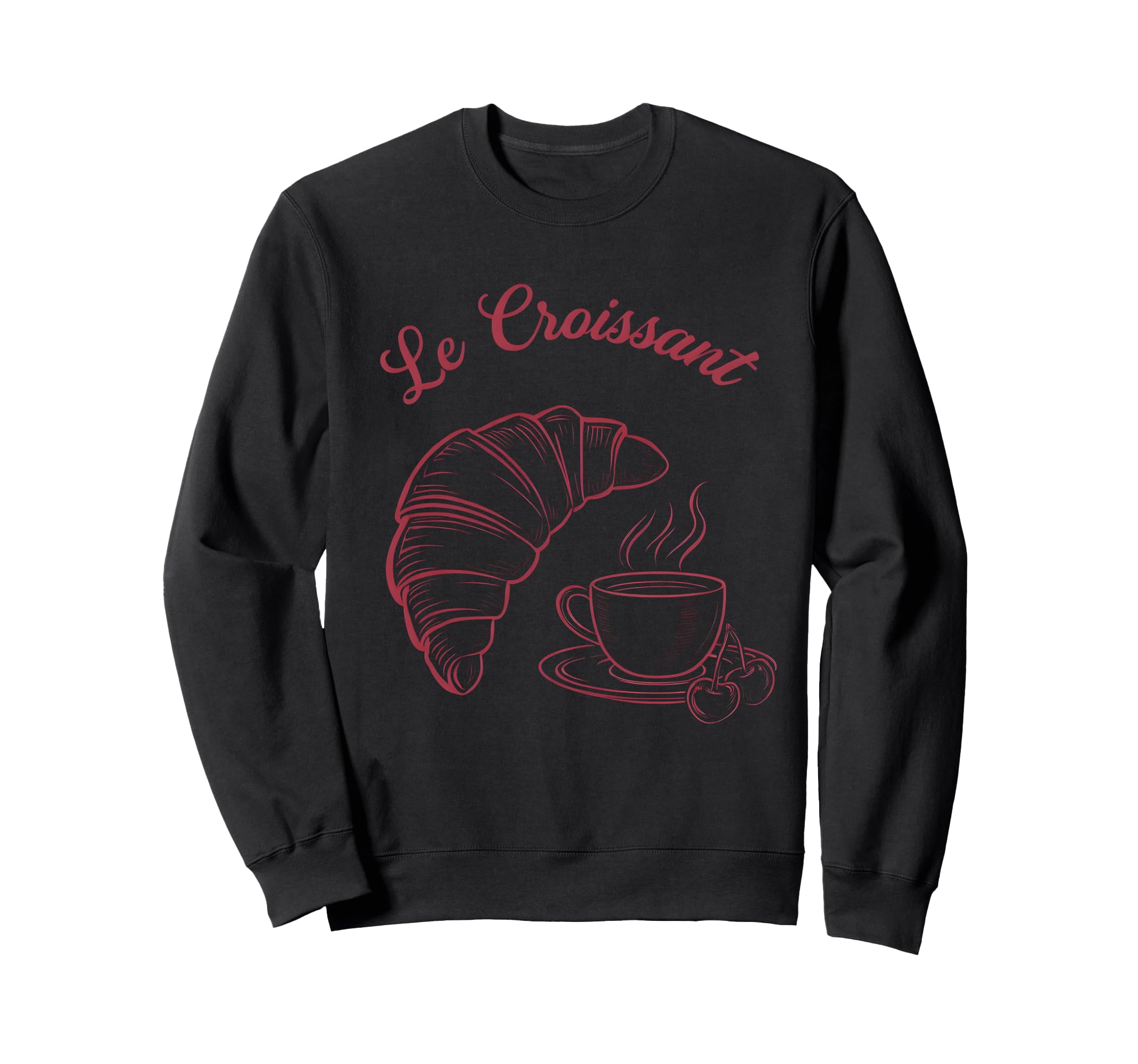 Coffee Croissant French Aesthetic Sweatshirt - Unique Graphic Unisex - T-Shirt, Sweatshirt, Hoodie