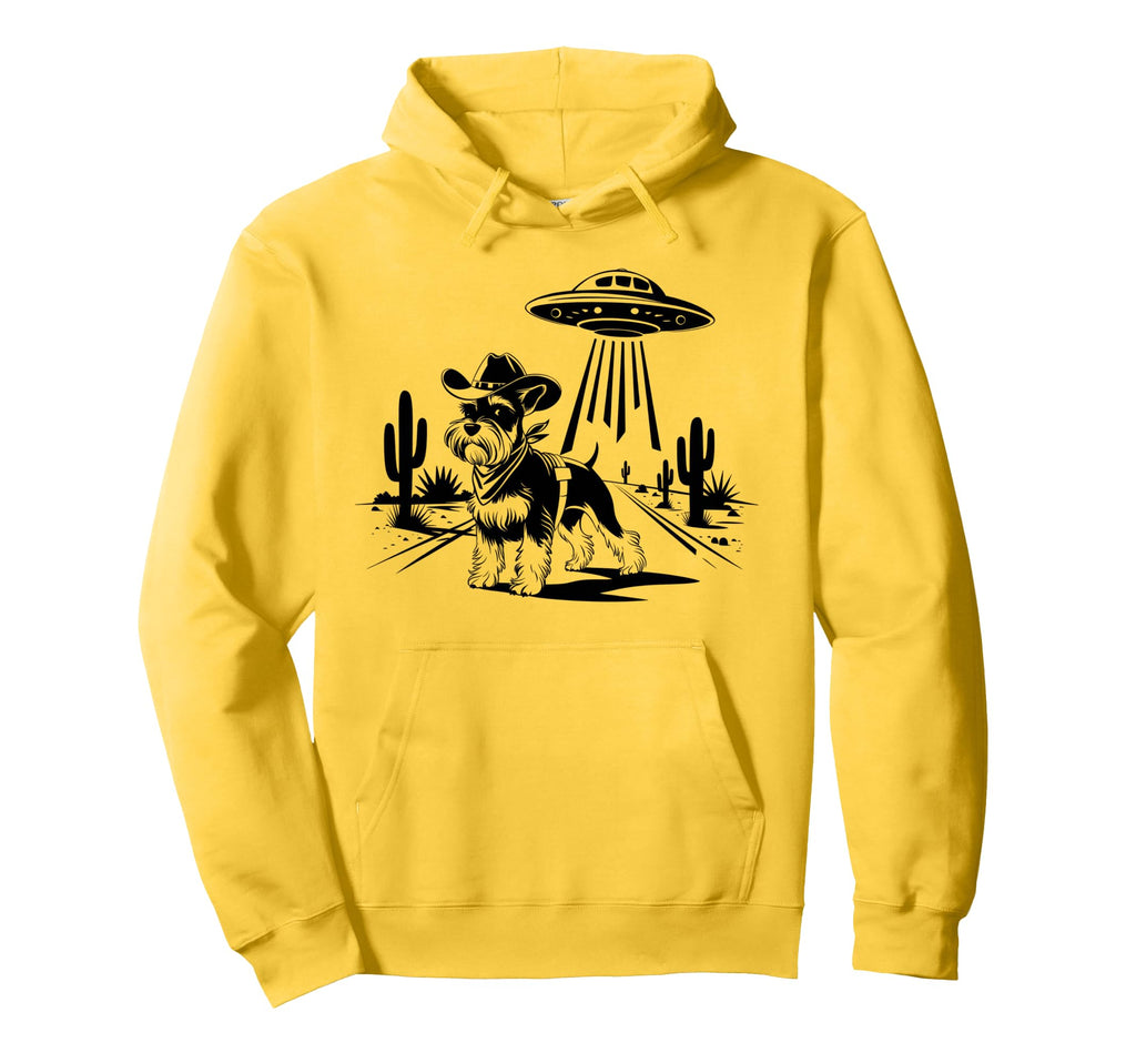 Schnauzer Schnauzer Ufo Western Hoodie - Fun Novelty Design for Adults - T-Shirt, Sweatshirt, Hoodie