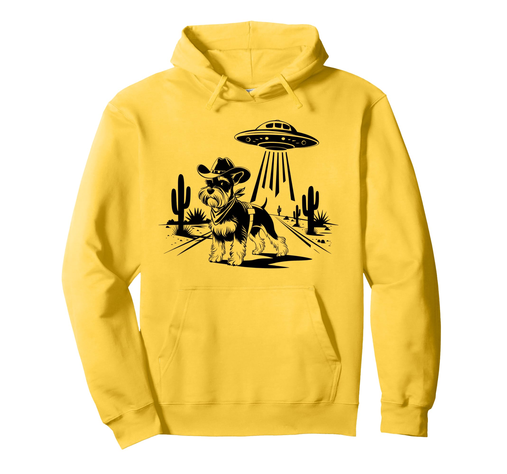 Schnauzer Schnauzer Ufo Western Hoodie - Fun Novelty Design for Adults - T-Shirt, Sweatshirt, Hoodie