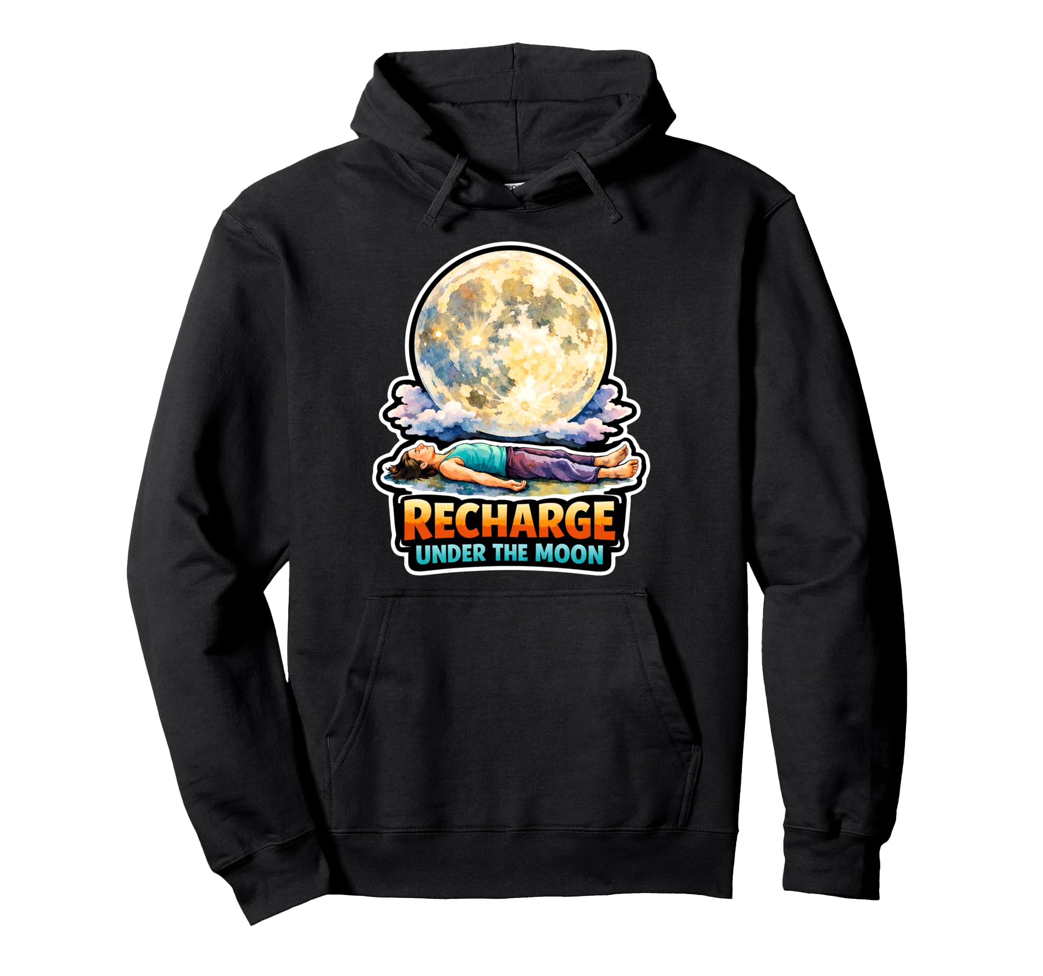 Moon Meditation Lunar Mindfulness Hoodie - Custom Art Print for Adults - T-Shirt, Sweatshirt, Hoodie